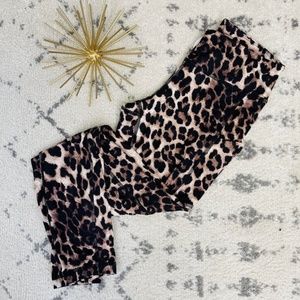 Rae Mode SZ Small black and brown Leopard Print Leggings NWOT